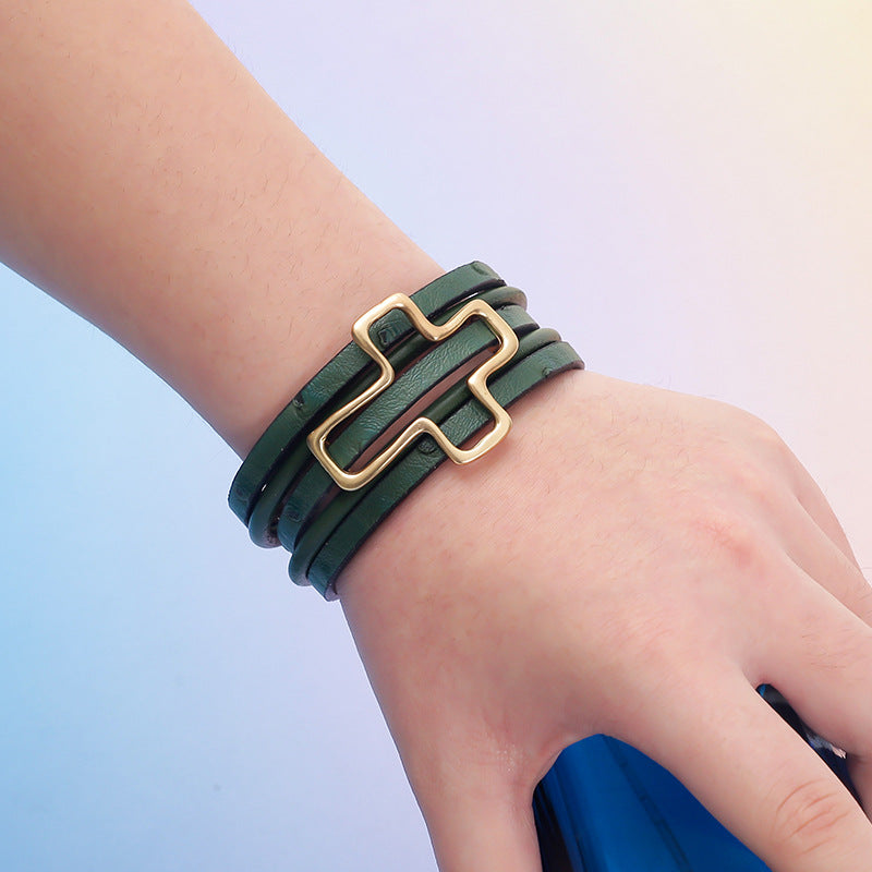 Wholesale Exaggerated Heart Leather Bracelet