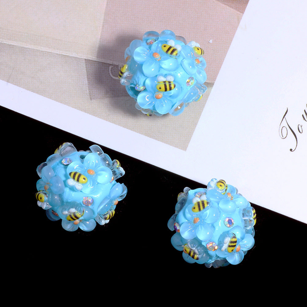 Wholesale 10pcs Polymer clay bee straight hole loose beads beaded DIY accessories