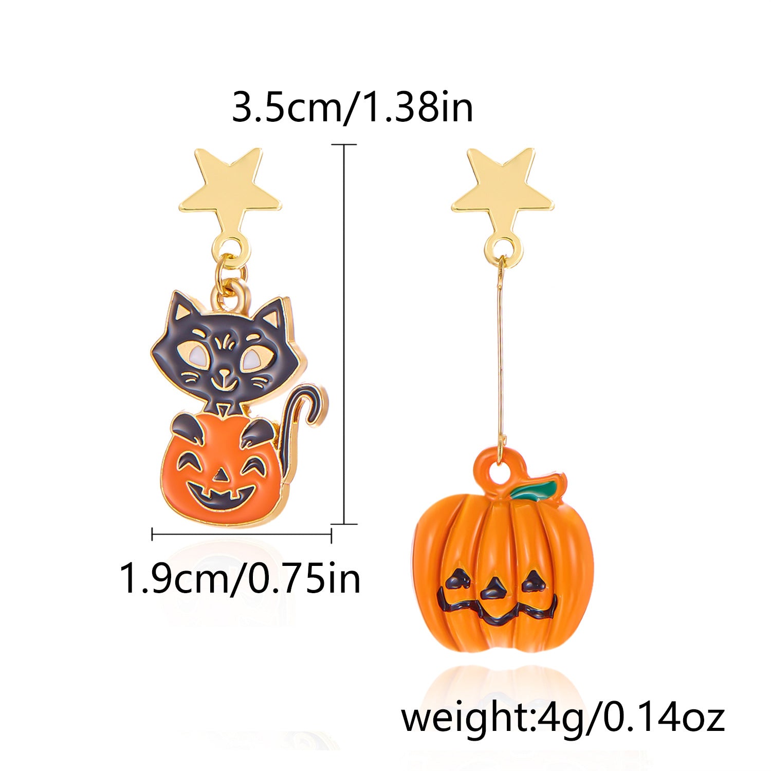 Wholesale Halloween Asymmetrical Pumpkin Ghost Earrings