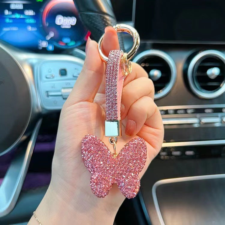 Wholesale Full Diamond Butterfly Set Diamond Ring Car Keychains