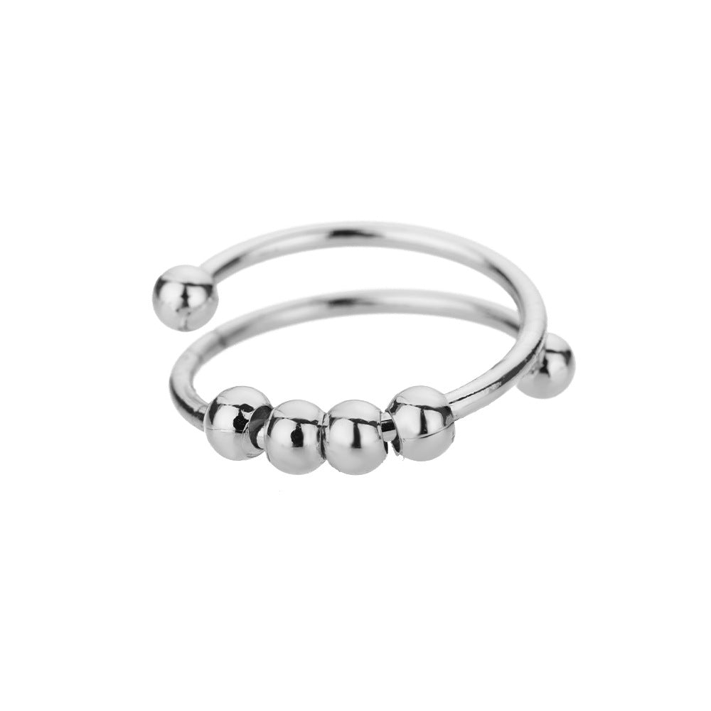Wholesale Spiral bead rotatable open ring