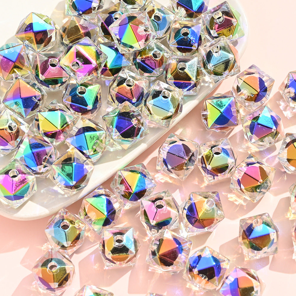 Wholesale 10pcs15MM Electroplated Colorful Acrylic Diamond Beads