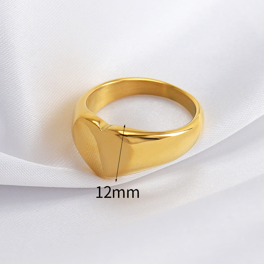 Wholesale Stainless Steel Gilded Wide Face Vertical Grain Cowhorn Bag Texture Ring
