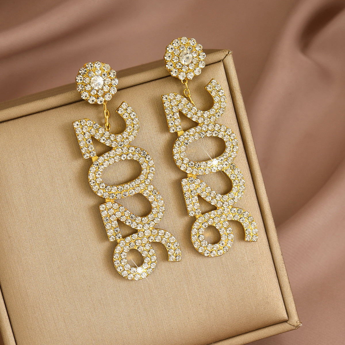 Wholesale 2026 Rhinestone Digital Blingbling Earrings