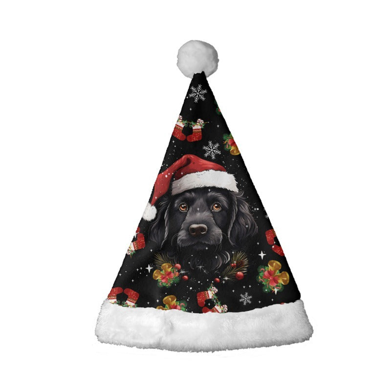 Wholesale Santa Claus Dog Digital Polyester Printed Christmas Hat