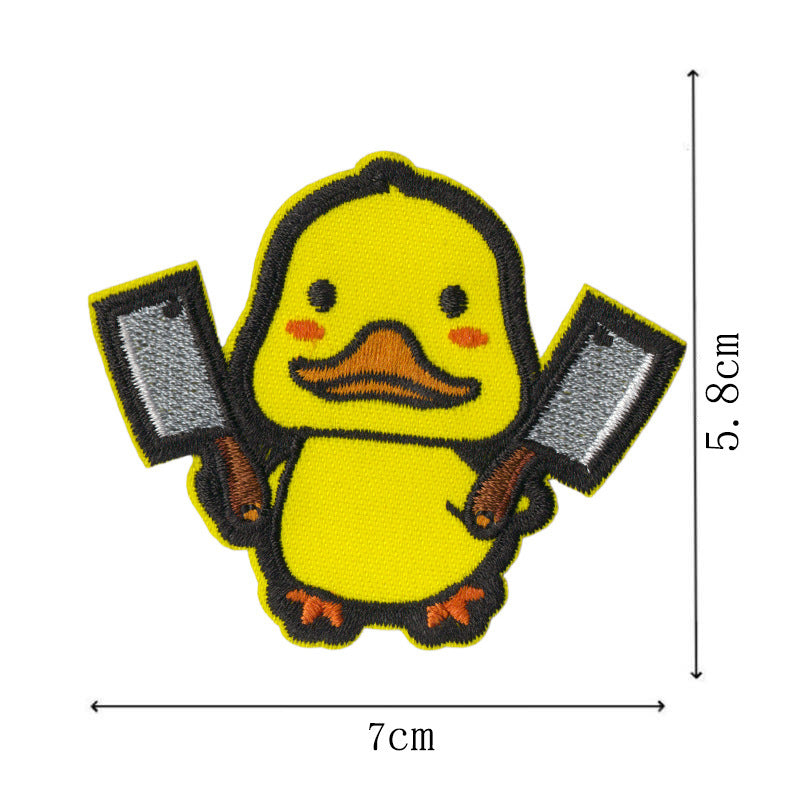 Wholesale 12Pcs Funny Animal Embroidered Patches Duck Goose Cat Designs Iron On Applique For Backpacks Hats Coats Decorative Accent