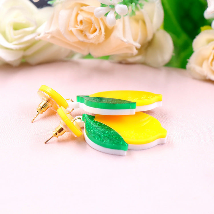 Wholesale Acrylic Lemon Summer Acrylic Earrings