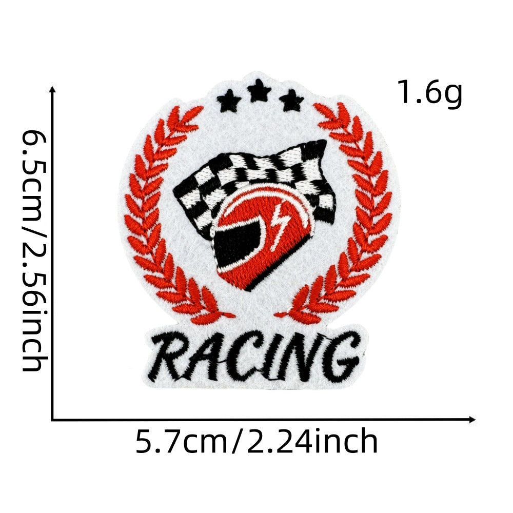 Wholesale Black and White Racing Flag Series Embroidery DIY Patches