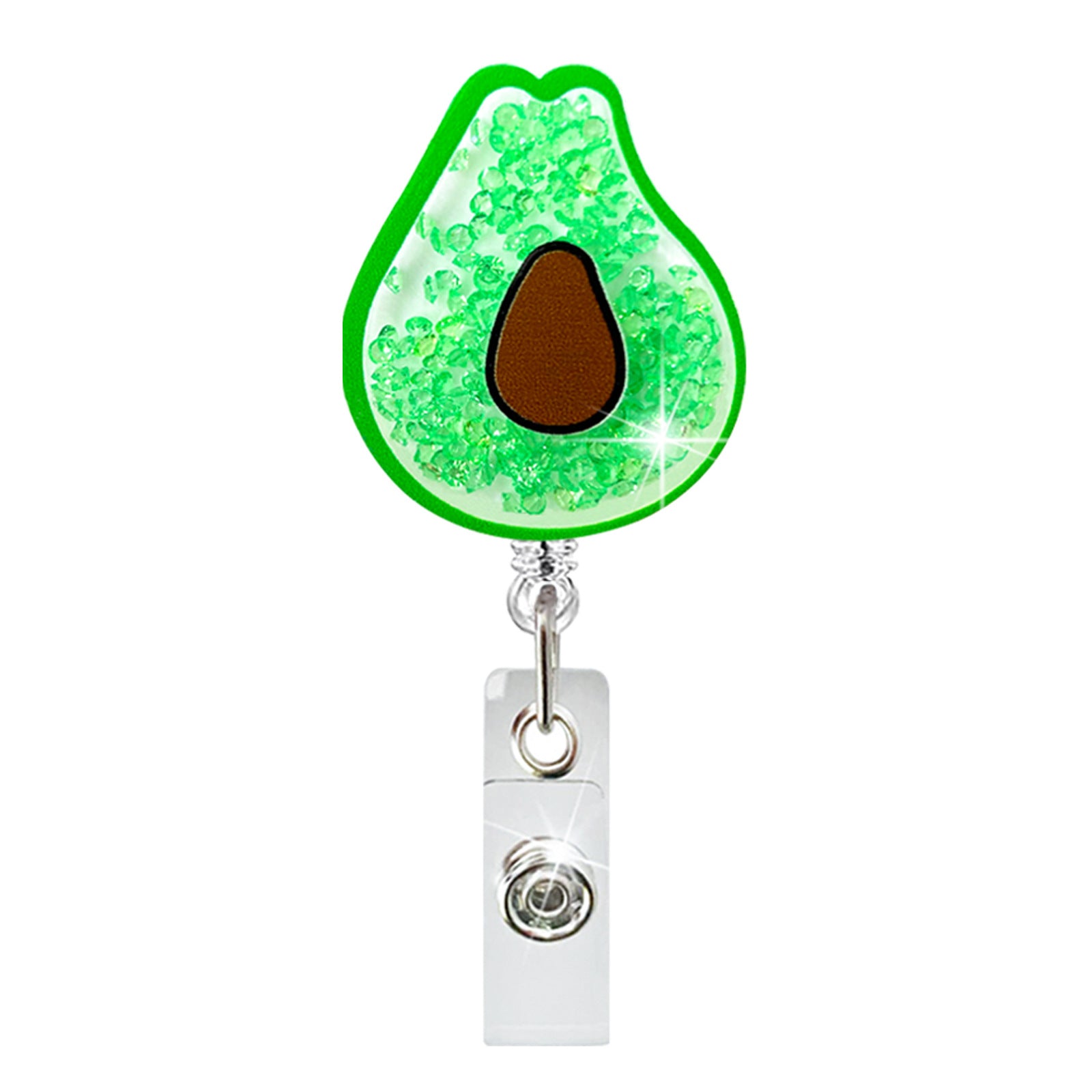Wholesale Acrylic Quicksand Rhinestone Fruit Strawberry Watermelon Telescopic Badge Scroll Keychain