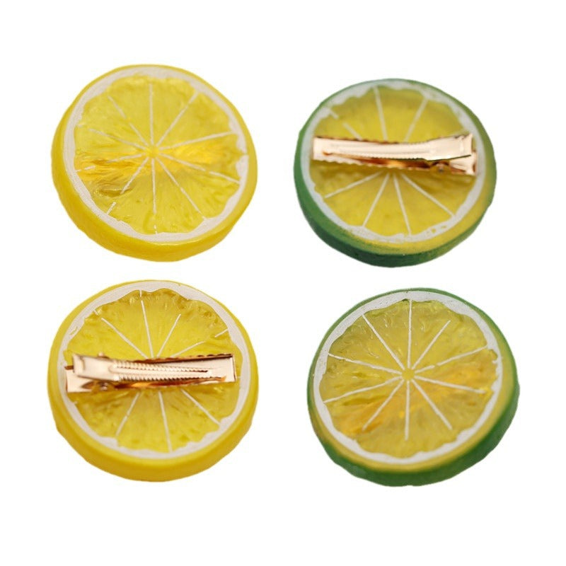 Wholesale Lemon Slice Simulated Fruit Play Hairpin