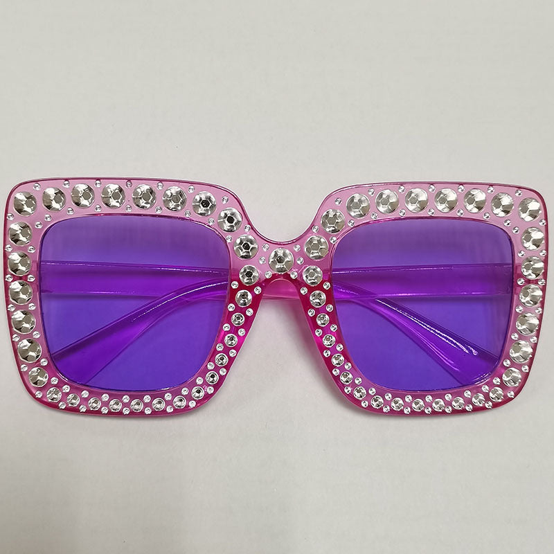 Wholesale Square Frame Diamond Retro Trendy Sunglasses