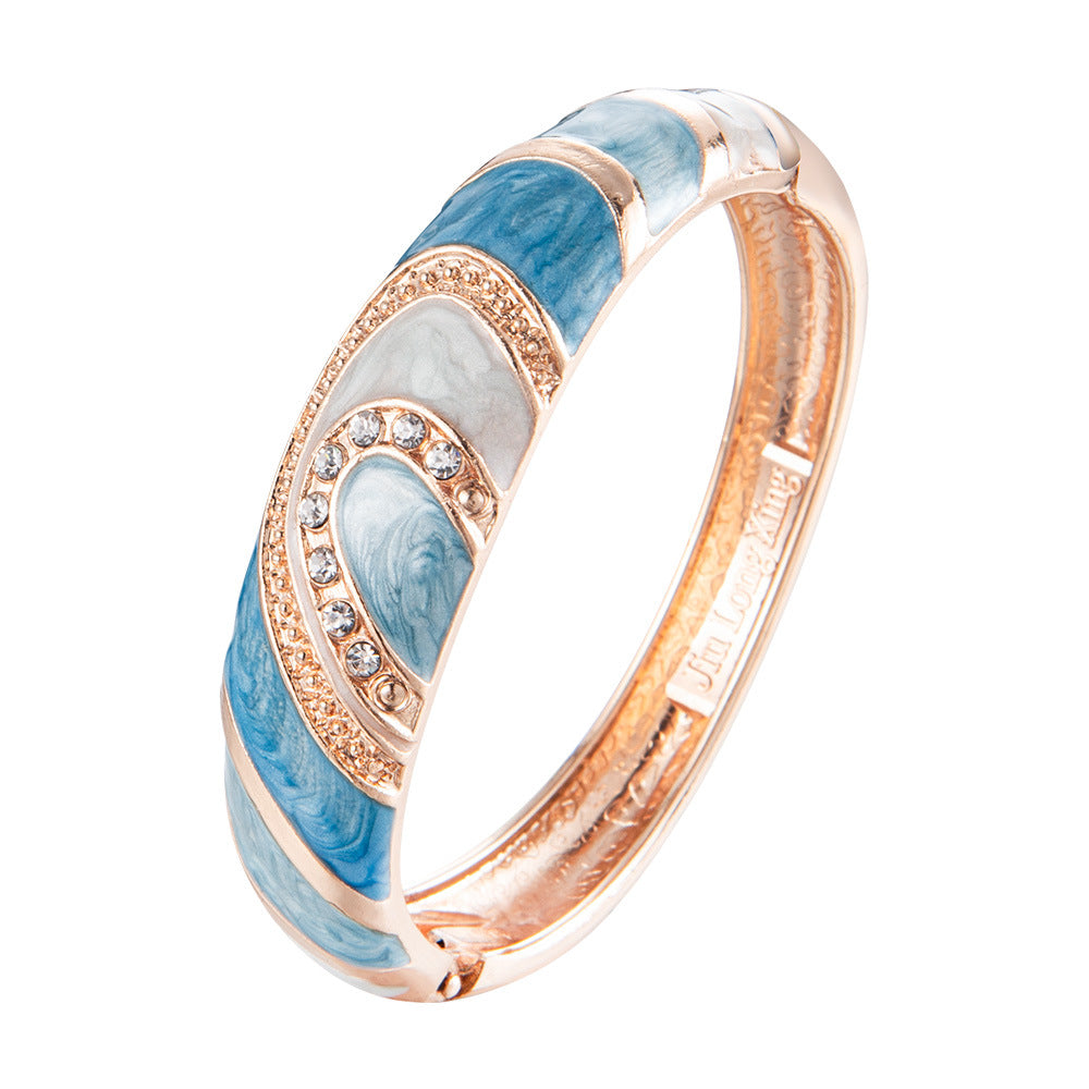 Wholesale Enamel Diamond Set Color Matching Geometric Drop Oil Alloy Bracelet