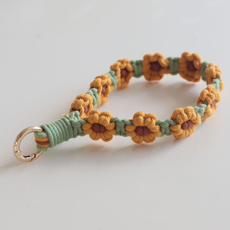 Wholesale Cotton Rope Handwoven Daisy Flower Keychain