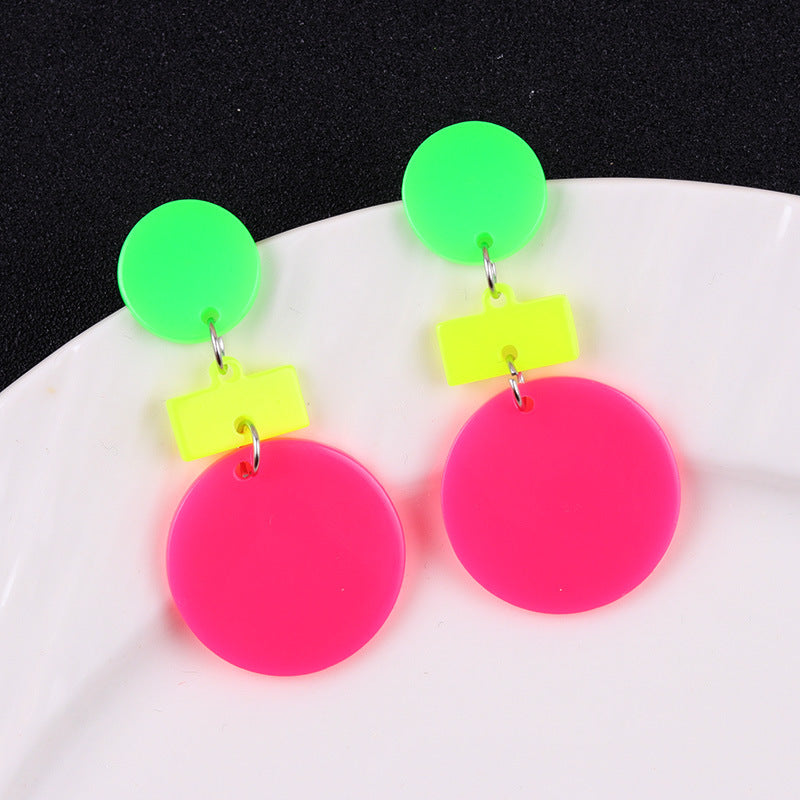 Wholesale Geometric fluorescent lightning bolt round irregular acrylic earrings
