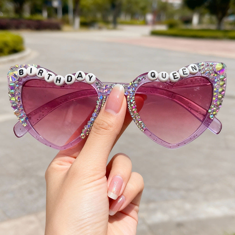 Wholesale Inlaid with diamonds Heart Earrings Men' s/ women' s sunglasses
