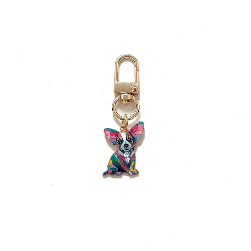 Wholesale Alloy Color Printed Bow Tie Dog Pet Metal Keychain