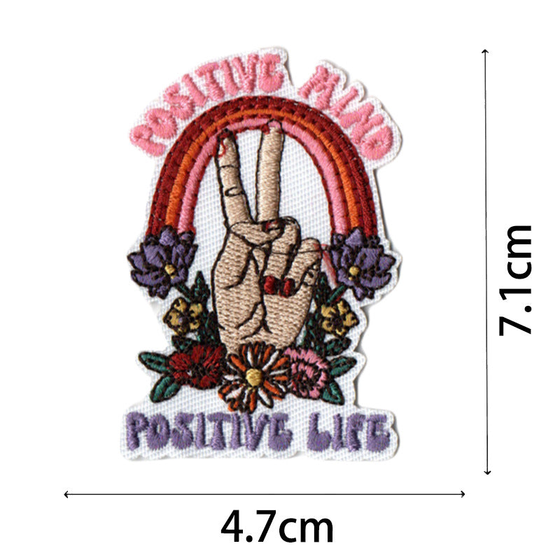 Wholesale Bohemian embroidered fabric patch with positive energy quotes for bags  DIY Patches