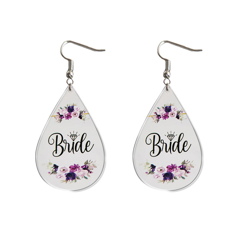 Wholesale 2 Pairs/Pack Water Drop Shape Transparent Acrylic Flowers Wedding Earrings