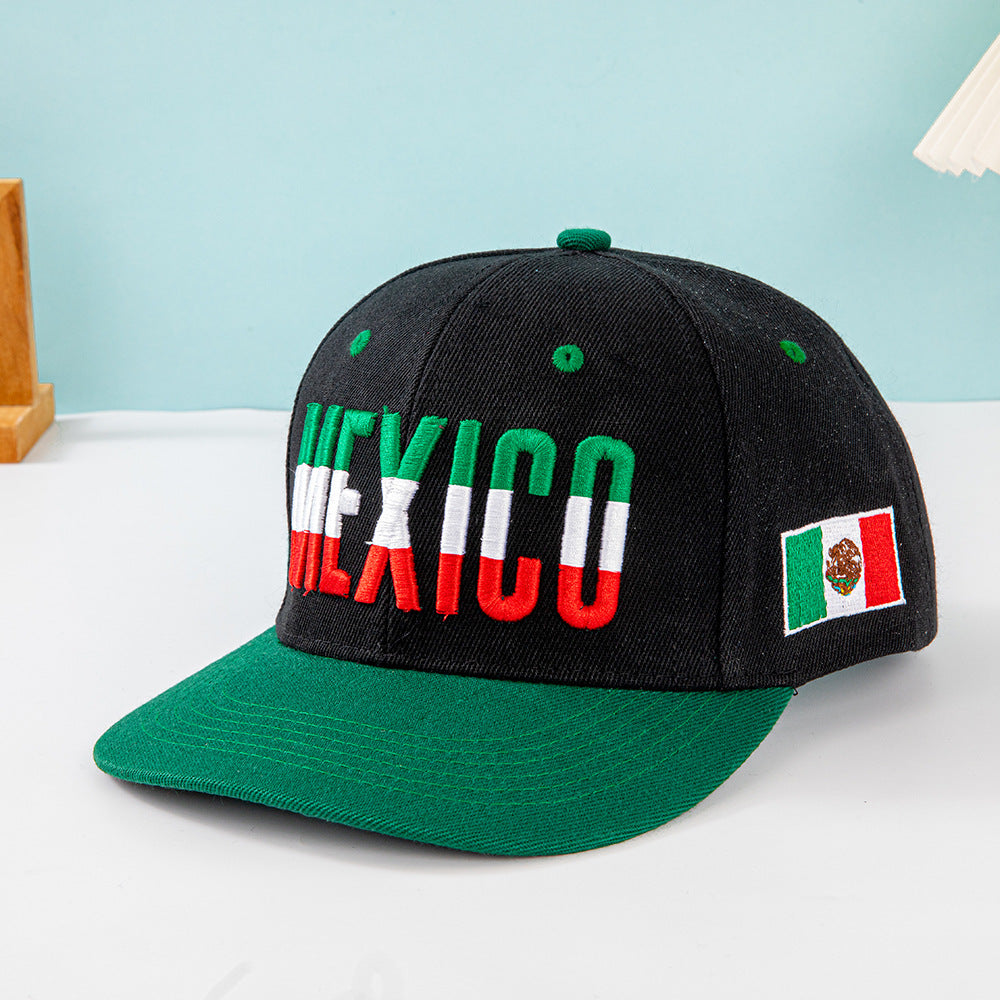 Wholesale Multi country flag hat color blocked flat brimmed baseball cap