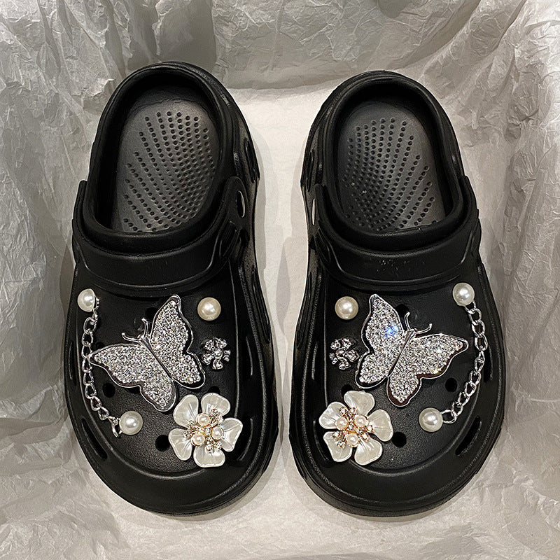 Wholesale   New Summer Hole Shoes Women's  Outer Wearing Thick-soled Height-increasing Sandals for Couple's Beach Baotou Sandals