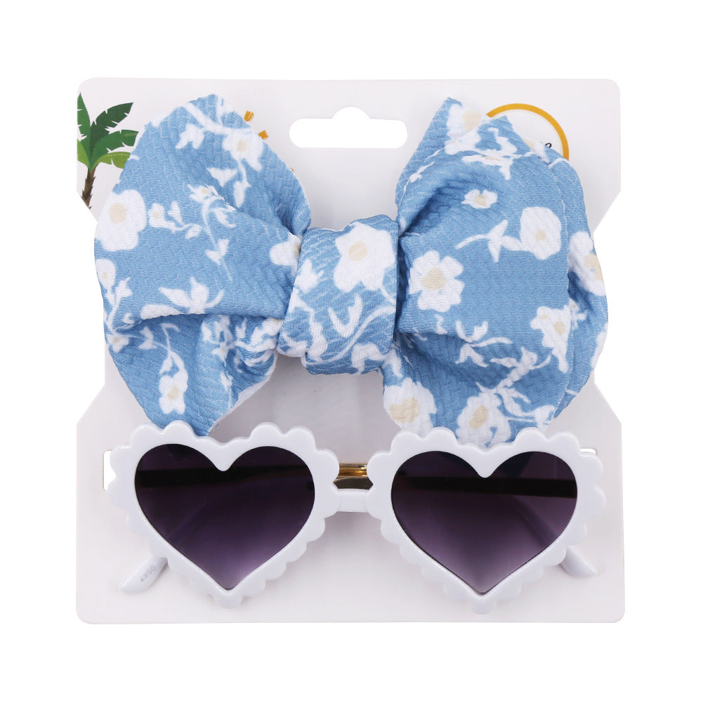 Wholesale Baby Summer Polyester Printed Headband Sun Lens Strap Set