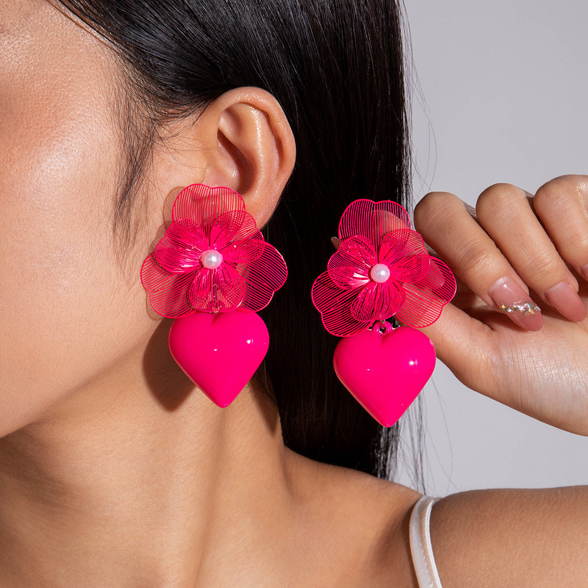 Wholesale Bow Love Valentine' s Day Acrylic Earrings