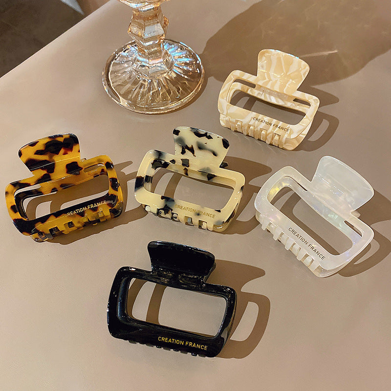 Wholesale Geometric Square Acetate Leopard Print Plastic Hair Clips