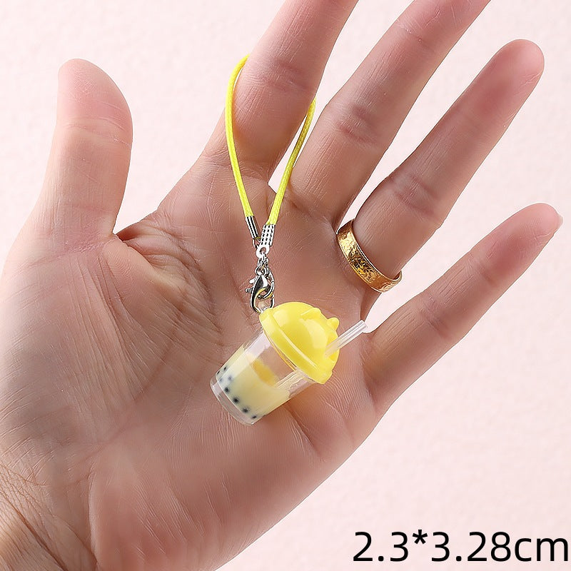 Wholesale Cat head pearl milk tea cup pendant