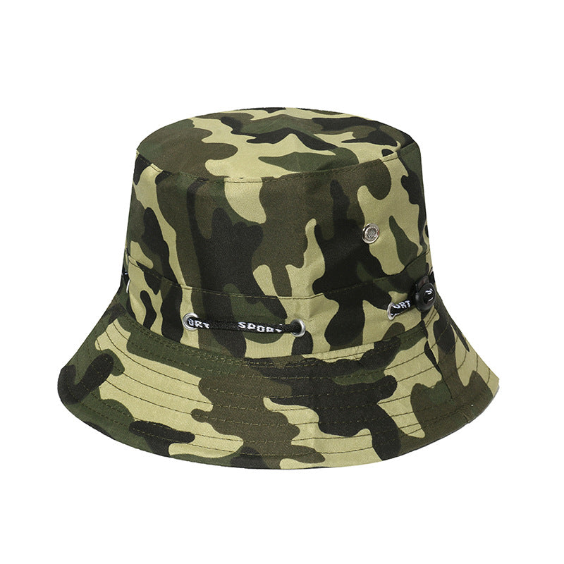 Wholesale Camouflage Drawstring Outdoor Mountaineering Travel Sunshade Polyester Fisherman Hat