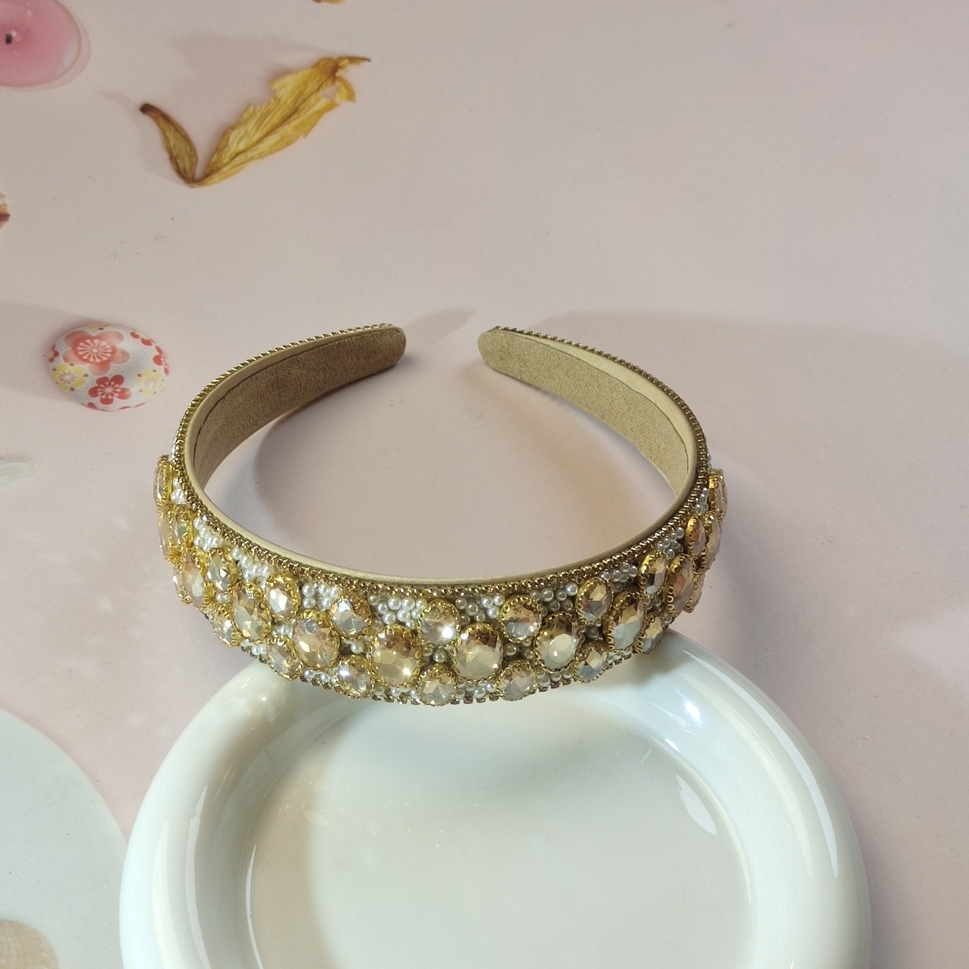 Wholesale Pearl rhinestone wide brim headband