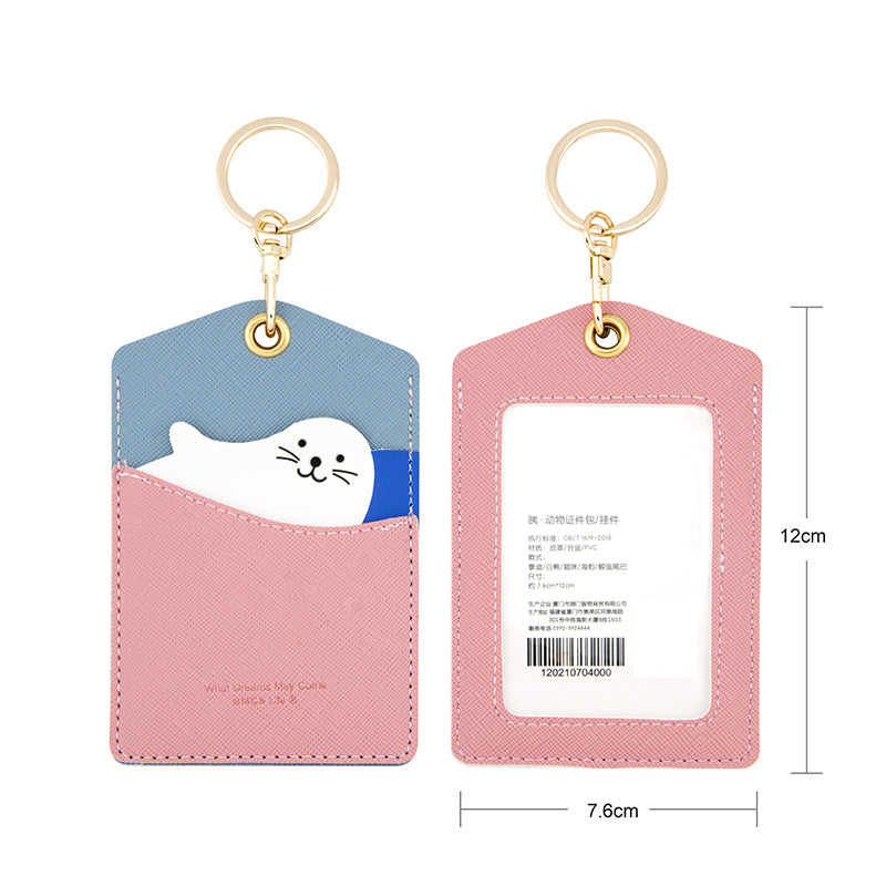 Wholesale PU Pendant ID Card Sets, Cartoon Animal Keychains
