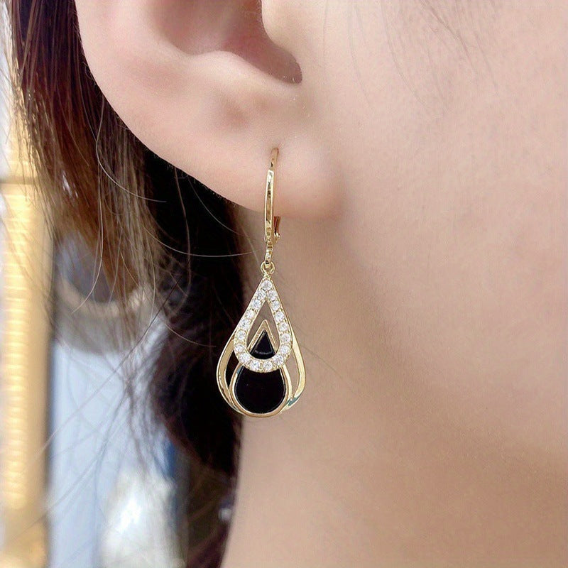 Wholesale Fashionable Stylish Black Water Drop Earrings Luxury Gift Earrings