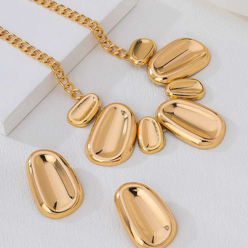 Wholesale Retro Drop Pendant Necklace And Earrings Set Exaggerated Alloy Geometric Jewelry Party Everyday Wear