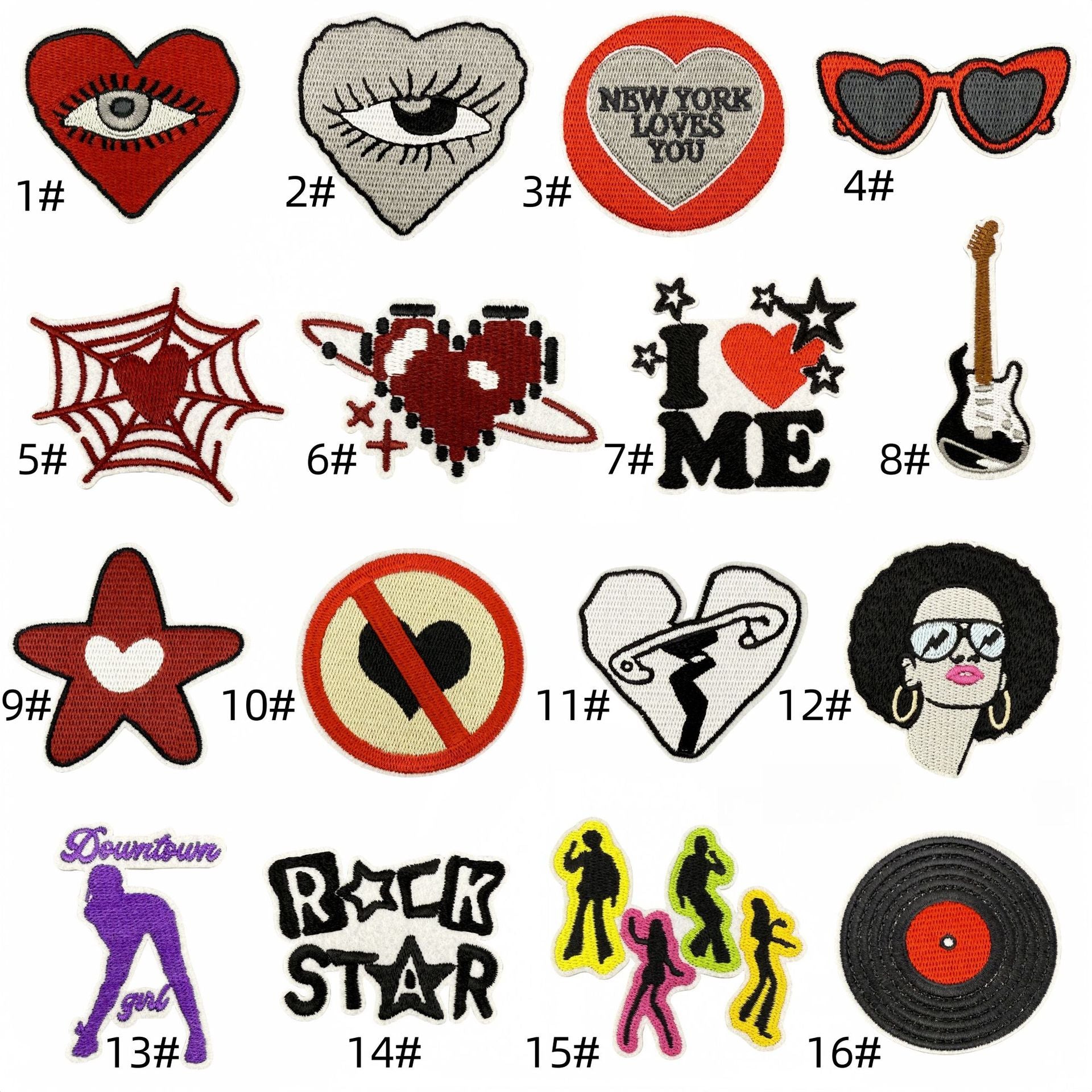 Wholesale Embroidered Patch Cartoon Y2K Sunglasses Design Fabric Applique For Clothing Decoration Casual Fashion Accessory