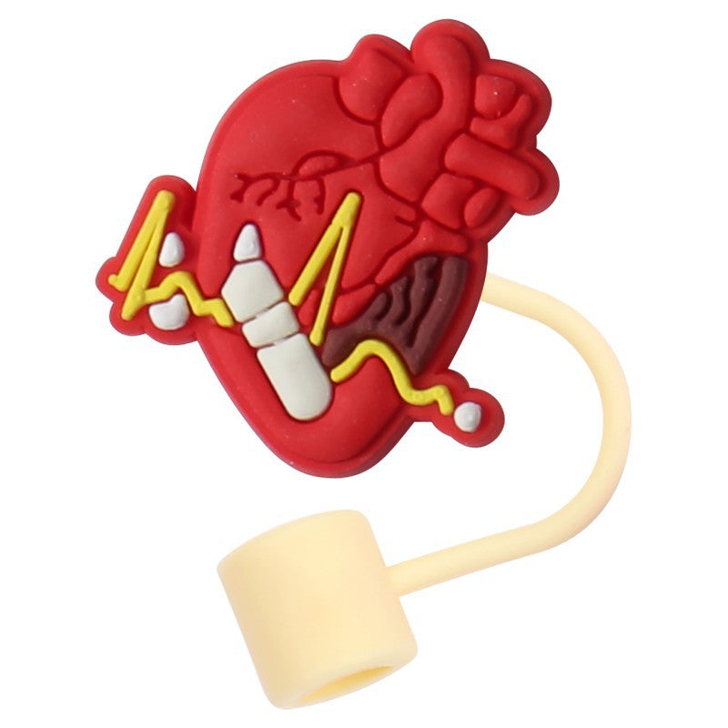 Wholesale 10pcs Medical Cartoon Organ Silicone Straw Cap Cup Accessories