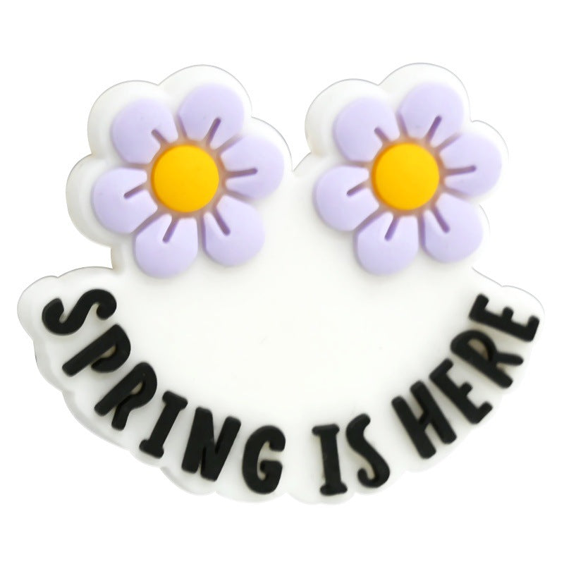 Wholesale Random 10pcs cartoon PVC soft thick patch perforated DIY beads Focal Beads