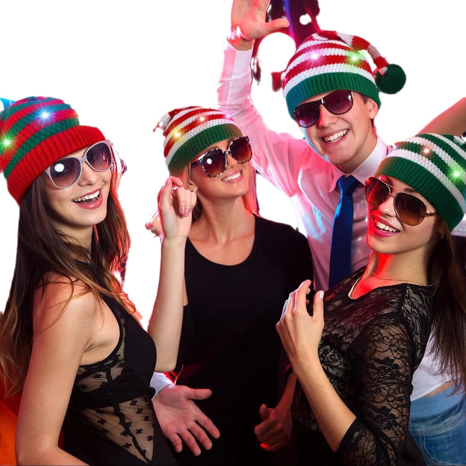 Wholesale Christmas Knitted Striped Wool Hat with LED Lights