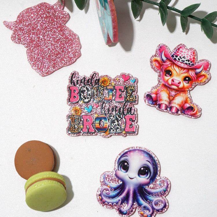 Wholesale Random 30pcs Pink Bow Series Acrylic Flatback