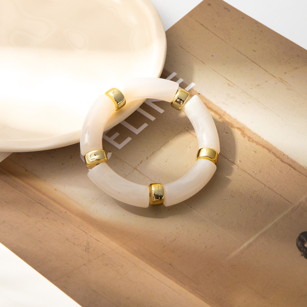 Wholesale Acrylic Elbow Bracelet Curved Bamboo Tube Multi-Color