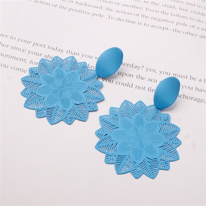 Wholesale 925 silver exaggerated forest black flower earrings earrings super fairy girl temperament net celebrity earrings