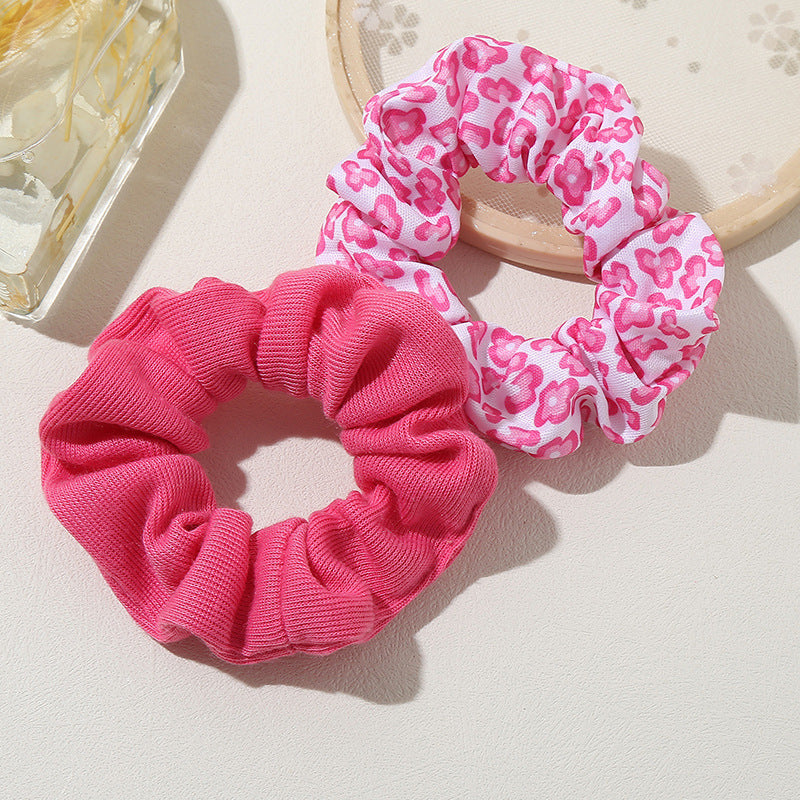 Wholesale 5pcs Pink Love Flower Large Intestine Hair Scrunchies