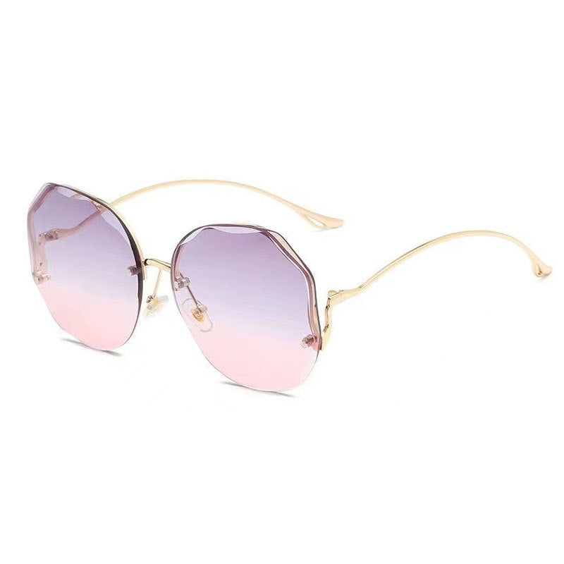 Wholesale Large framed rimless trimmed women's sunglasses