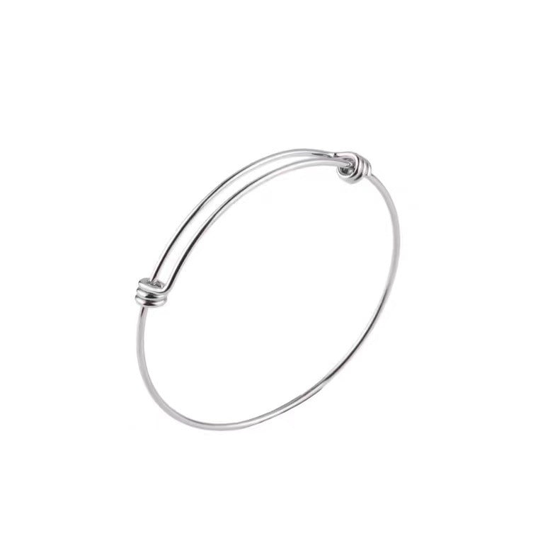 Wholesale Simple Titanium Steel Plated 18K Gold Round Adjustable Wire Bracelet