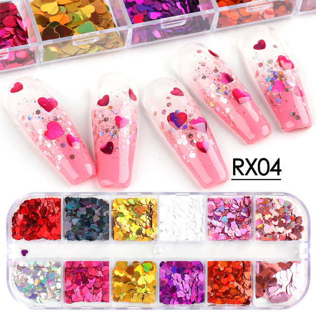 Wholesale 3pcs Butterfly Mica Platinum Fragment Hexagonal Nail Jewelry Patch