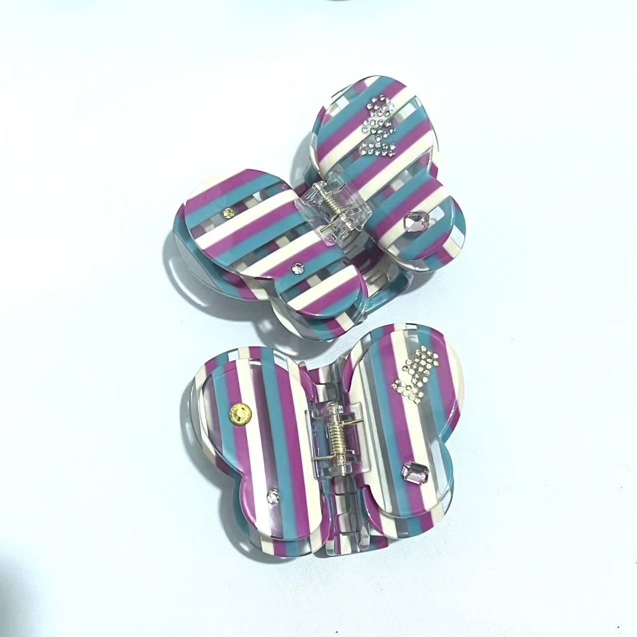 Wholesale Acetic Acid Rhinestone Hairpin  Butterfly Clip Girl Shark Clip