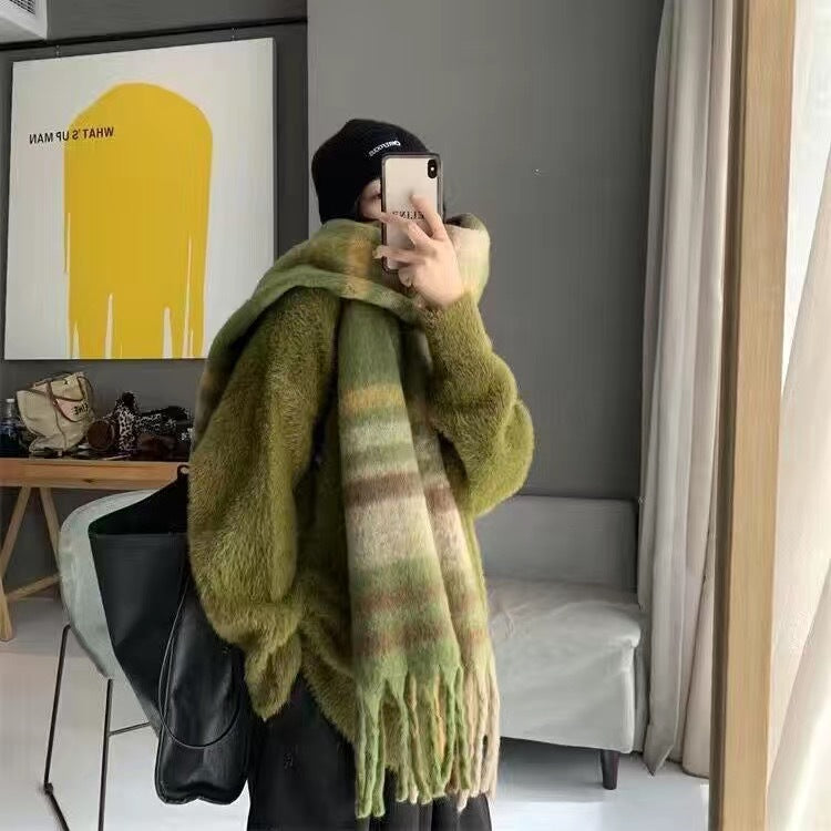 Wholesale Winter Circle Yarn Thickened Warm Plaid Scarf