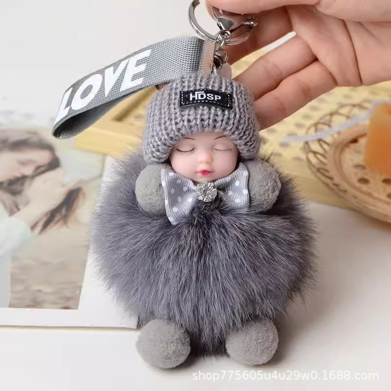 Wholesale Cute Fur Sleeping Doll Keychain