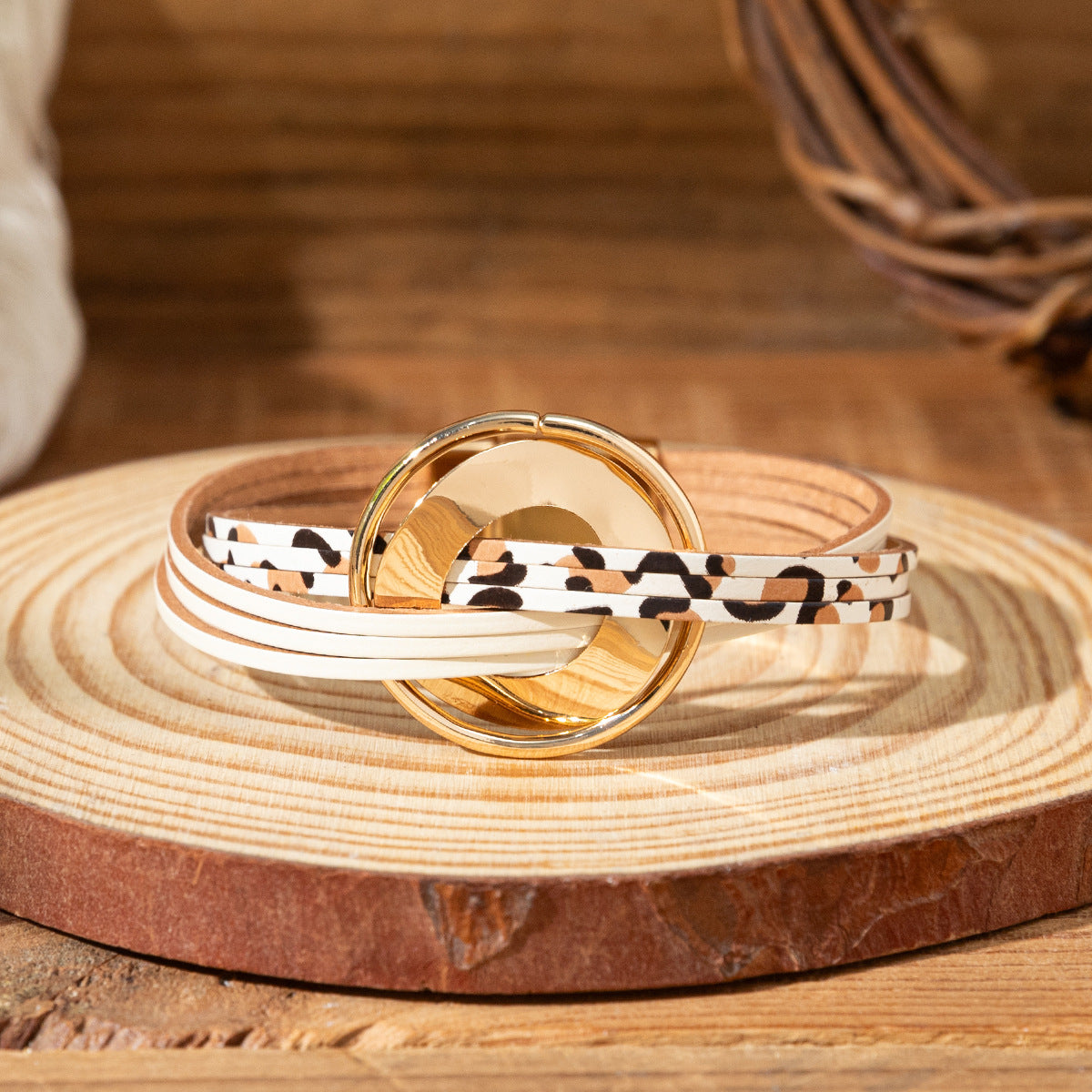 Wholesale Cross layered leather wristband Layered Bracelet Set