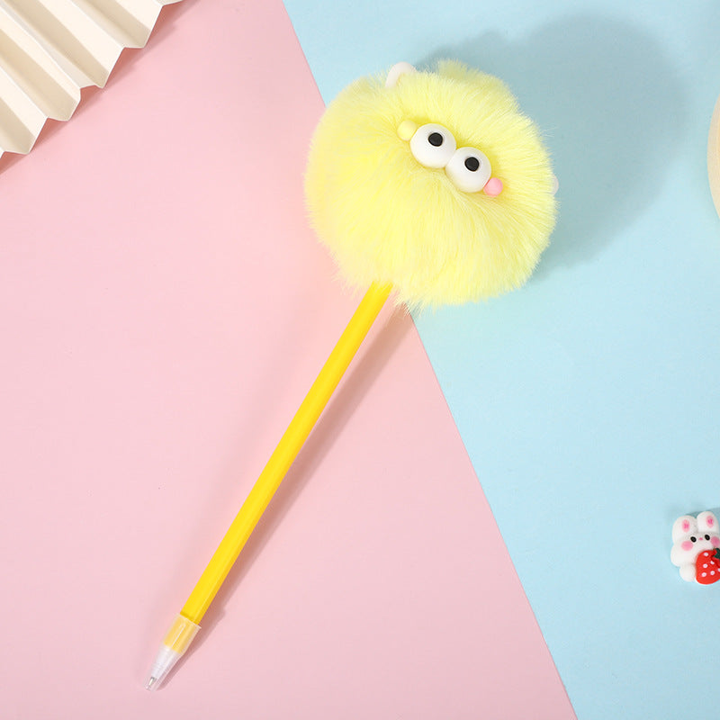 Wholesale Cute Little Monster Hair Ball Pen with Eyes