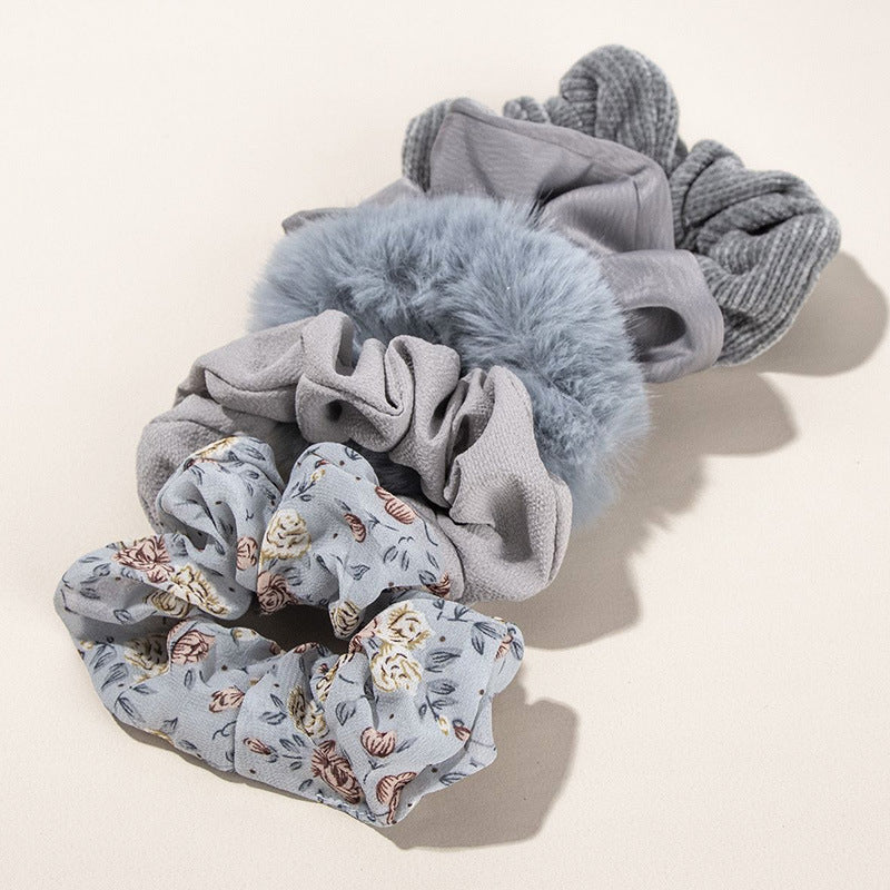 Wholesale French Plush Geometric Retro Elastic Hair Tie Headband